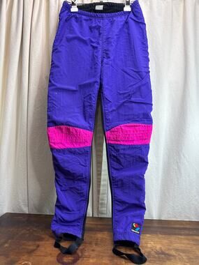 Bellweather Vintage 80's / 90's Stirrup Track Ski Pant Purple Pink Nylon Medium
